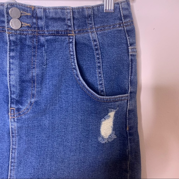 FREE PEOPLE Corsette Denim Distressed Mini Skirt - Picture 8 of 16